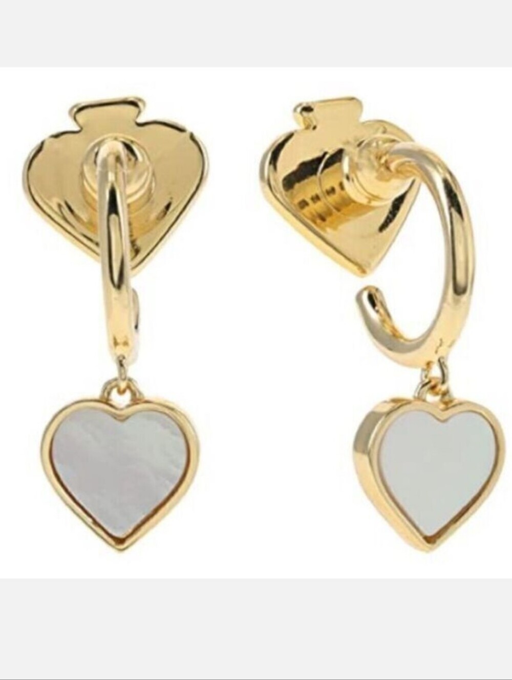 Kate Spade White Heart Drop Huggie Earrings NWOT